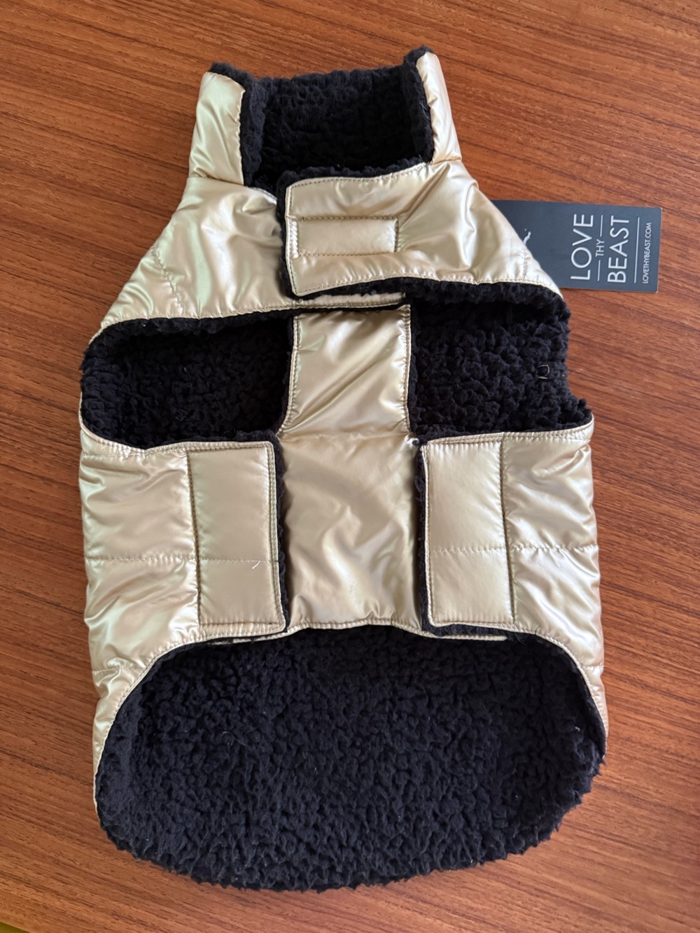Metallic Gold Puffer Dog Coat - Picture 3 of 3
